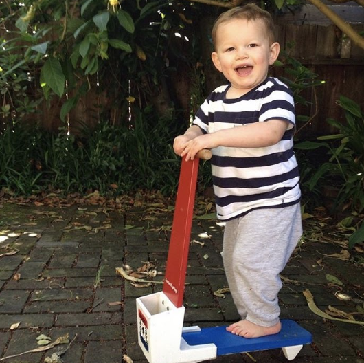 George rides a scooter